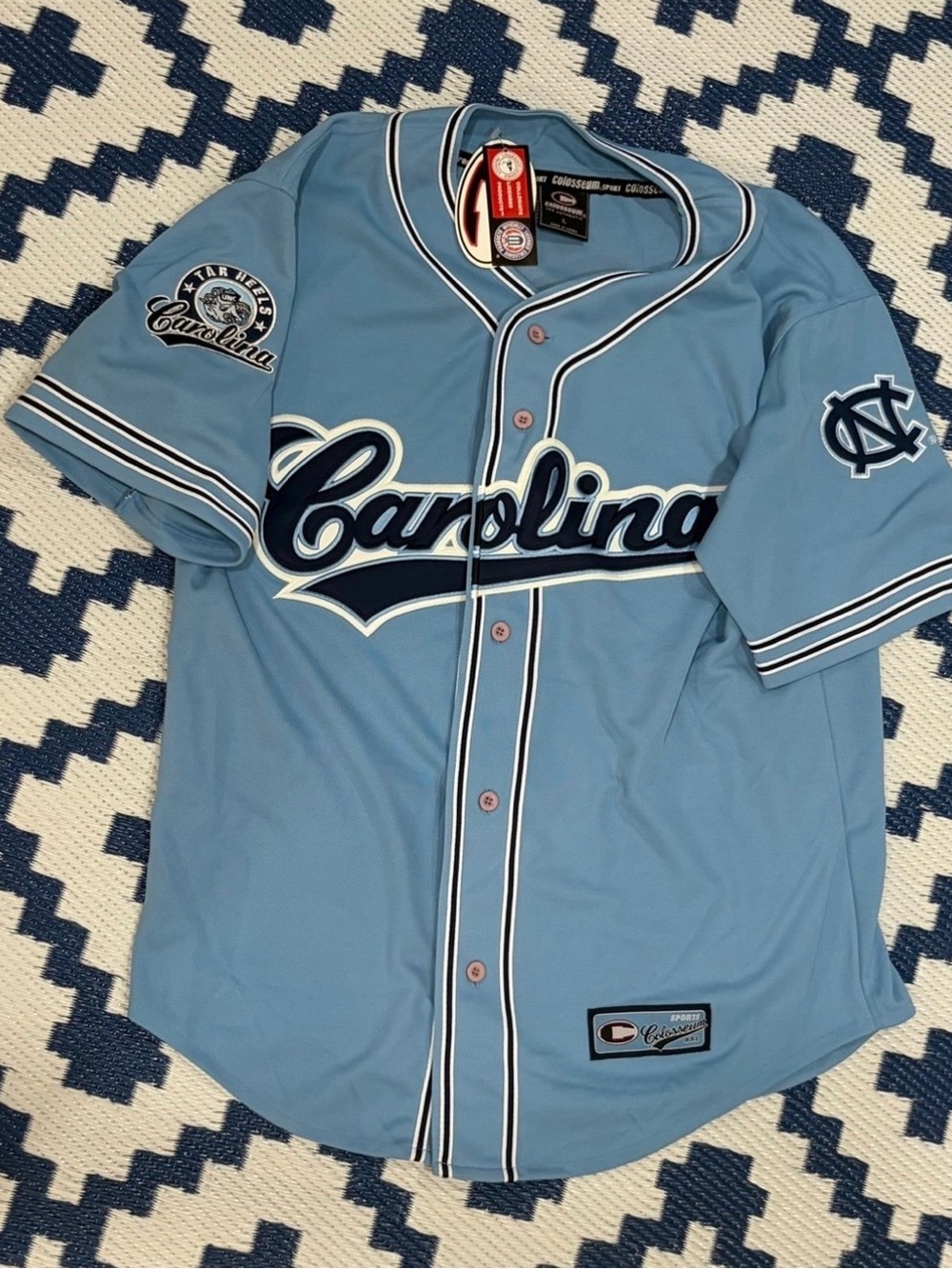 Vintage University of North Carolina UNC Tar Heels Baseball Jersey Size L New